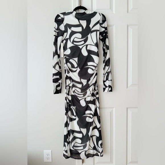 Farm Rio Long Sleeve Printed Slim Mesh Dress - Picture 6 of 12